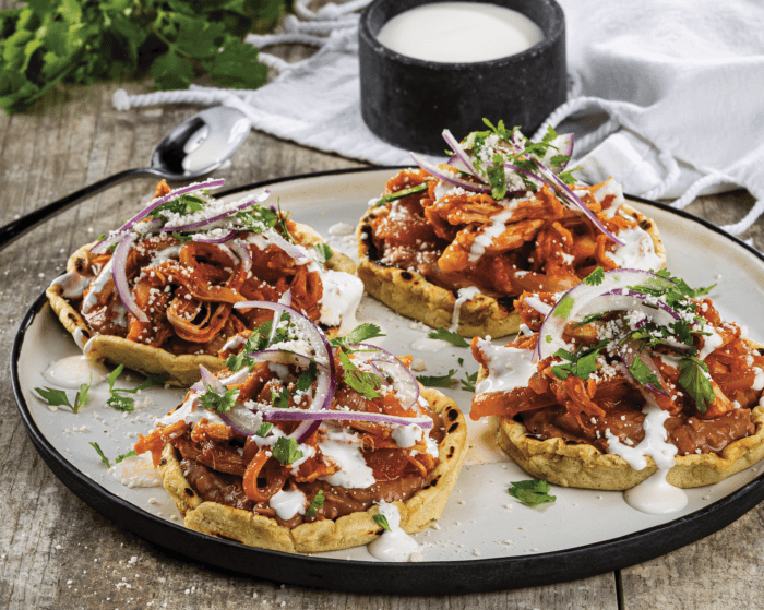 Sopes de Tinga de Pollo (Chicken Tinga Sopes) Vallarta Supermarkets