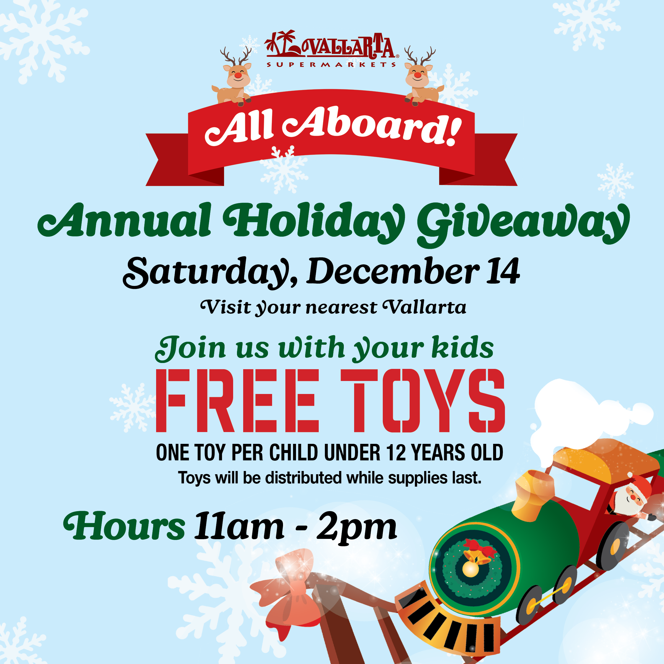 Holiday Toy Giveaway 2024 Free Toys at Vallarta Supermarkets