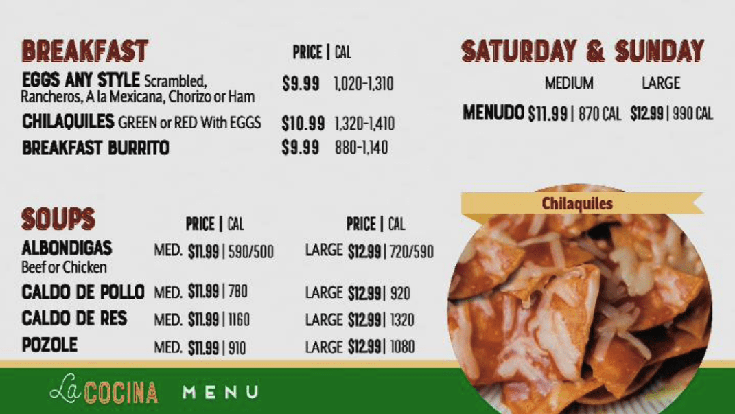 Breakfast Menu board