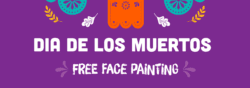 dia de los muertos face painting event banner